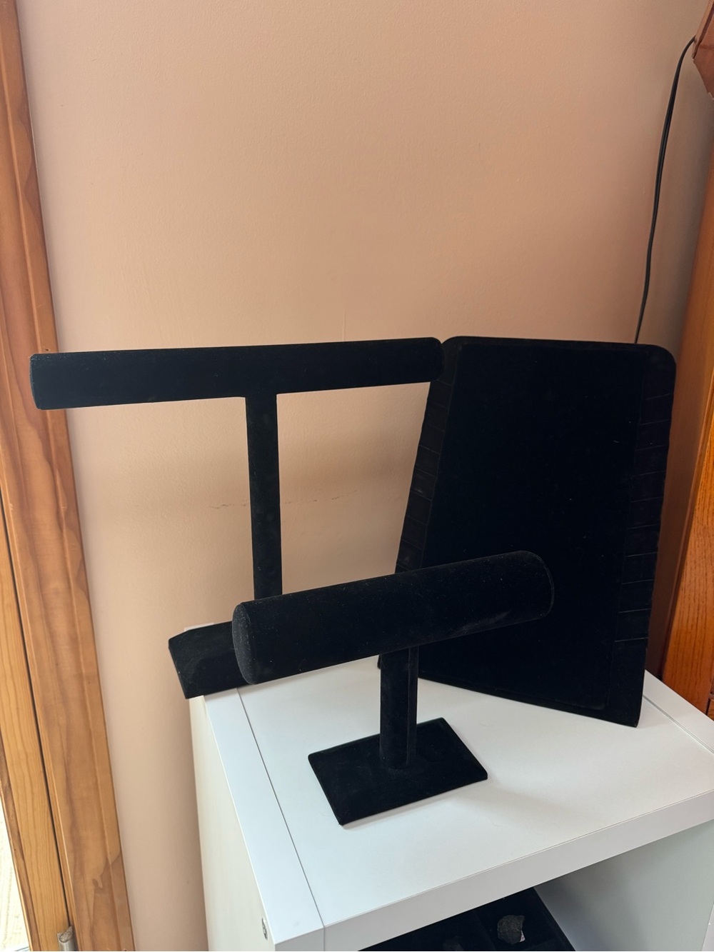 Black Velvet Jewelry Display Set - 6 Necklace & Bracelet Stands